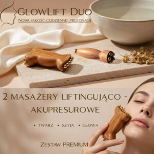 GlowLift Duo - 2 drewniane masażery liftingująco-akupresurowe do twarzy, szyi i głowy